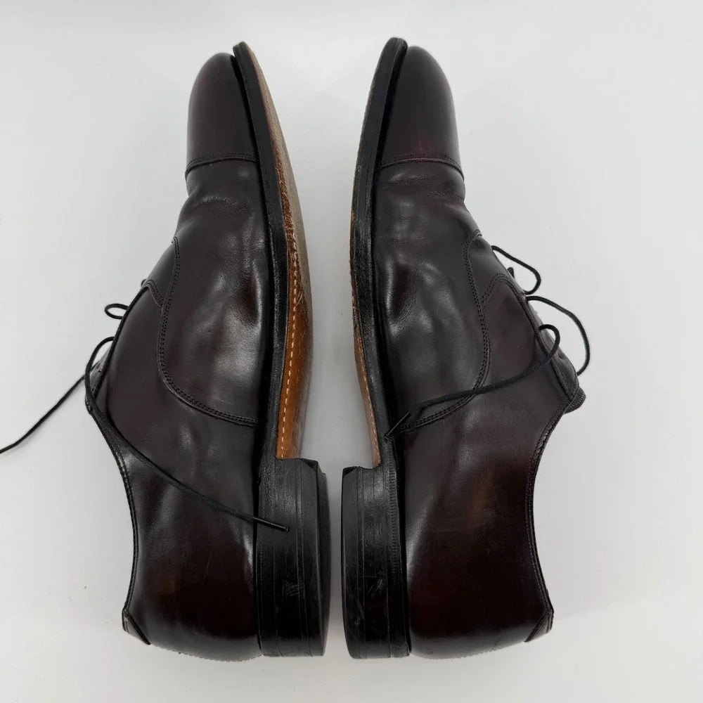 J&M Limited Collection Mens 10 Wingtip Oxford Dress‎ Shoes Burgundy Leather